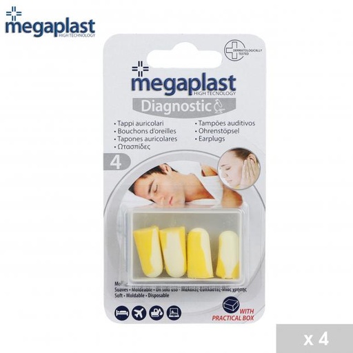 MEGAPLAST Diagnostic Bouchons d'Oreilles Mousse Souple Jaune x4 Boîte