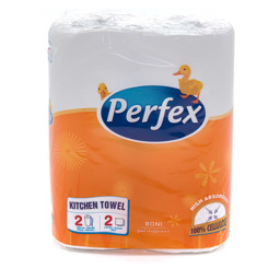 Perfex kitchen rolls 2 rolls 2 layers yellow pack labelled