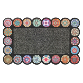 Douceur d'Intérieur Paillasson Caoutchouc Relief 45x75cm Mandalas Multicolores