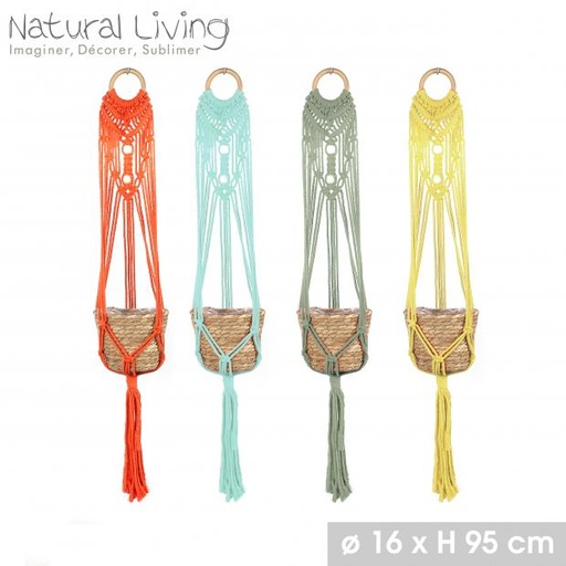 Natural Living Suspension Macramé pour Plante Ø16xH95cm Assorties