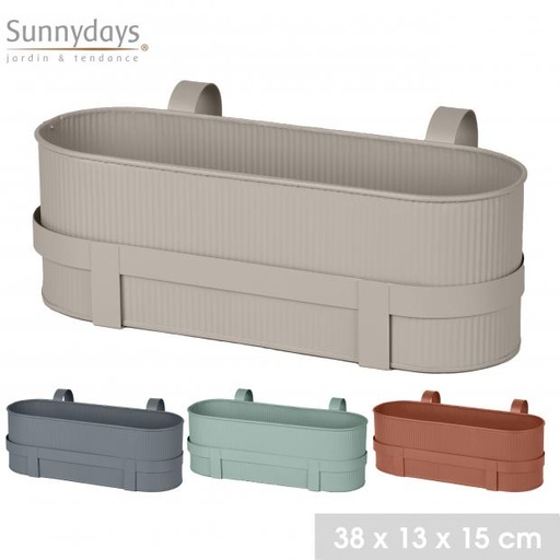 GARDEN & METAL - "MOMA" JARDINIÈRE AVEC SUPPORT 4 COULEURS - 38X13XH15CM