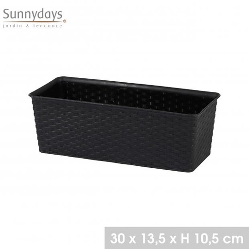 GARDEN & PLASTIC - JARDINIERE PLASTIQUE EFFET ROTIN 24 30X13,5XH10,5CM LICORICE