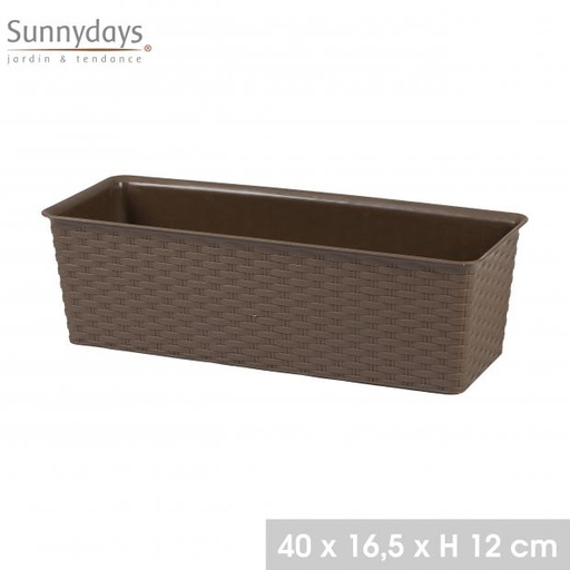 GARDEN & PLASTIC - JARDINIERE PLASTIQUE EFFET ROTIN 12 40X16,5XH12CM MOCHA