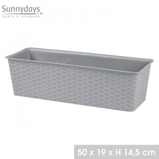 GARDEN & PLASTIC - JARDINIERE PLASTIQUE EFFET ROTIN 12 50X19XH14,5CM TITANIUM
