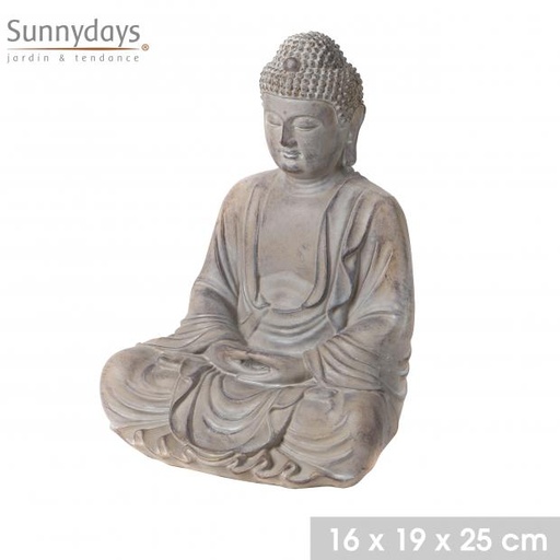"MON JARDIN" STATUETTE BOUDDHA EN RESINE 16X19XH25CM