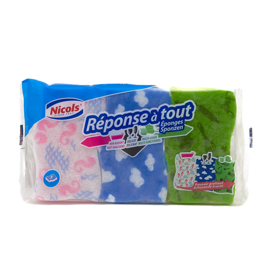 NICOLS - 3 ÉPONGES - TOUT USAGE