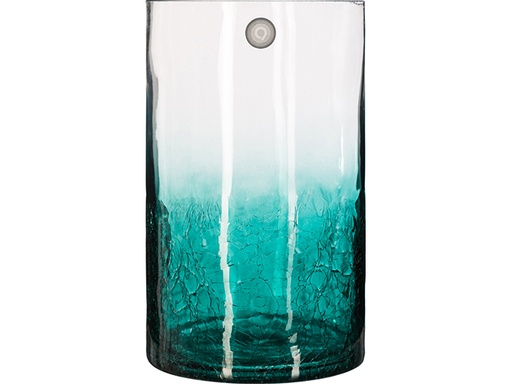 VASE CYLINDRIQUE EN VERRE CRAQUELÉ -  ARIS - H20CM
