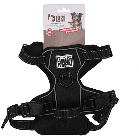 HARNAIS REFLECHISSANT NOIR POUR CHIEN - TAILLE XL