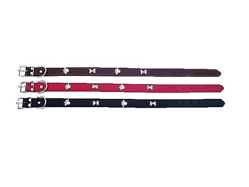COLLIER CUIR 20MM DECORS METAL