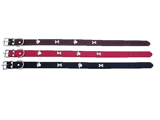 COLLIER CUIR 25MM DECORS METAL