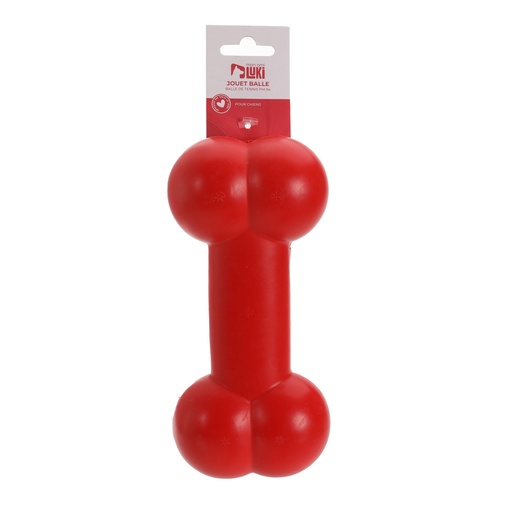 JOUET SPORT EN FORME D'OS TRÈS RÉSISTANT - 20X7,5 CM - ROUGE