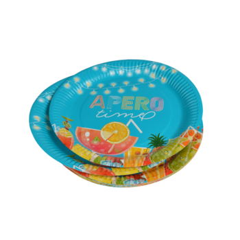 SET DE 10 ASSIETTES EN CARTON D23CM APERO TIME