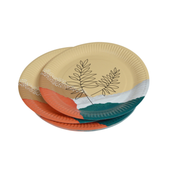 SET DE 10 ASSIETTES EN CARTON D23CM ABSTRACT FLOWER