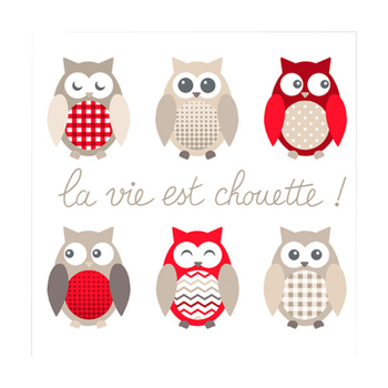SET DE 20 SERVIETTES EN PAPIER 3 PLIS 33*33CM HIBOU
