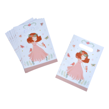 SET DE 6 SACS A BONBONS EN PAPIER H23CM PRINCESSE NATURE