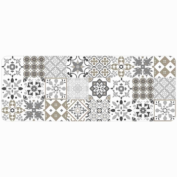 Douceur d'Intérieur Tapis Déco Salou Mousse Carreaux Ciment Naturel 45x120cm