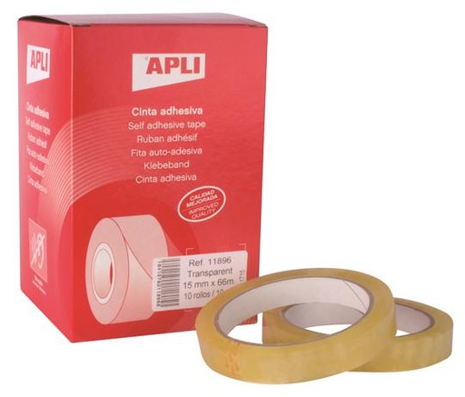 ADHÉSIF TRANSPARENT - APLI - 15MMX66M