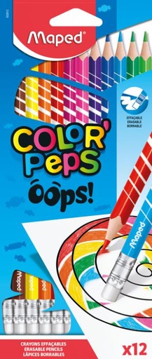 12 CRAYONS DE COULEUR EFFAÇABLES - MAPED