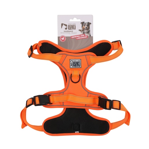 HARNAIS RÉFLÉCHISSANT ORANGE CHIEN -TAILLE L