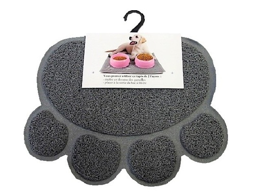 TAPIS PATOUNE GAMELLE ET LITIERE 45X60CM ANTHRA