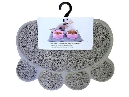 TAPIS PATOUNE GAMELLE ET LITIERE 45X60CM TAUPE