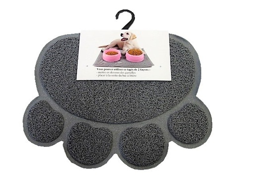 TAPIS PATOUNE GAMELLE ET LITIERE 30X40CM ANTHRA