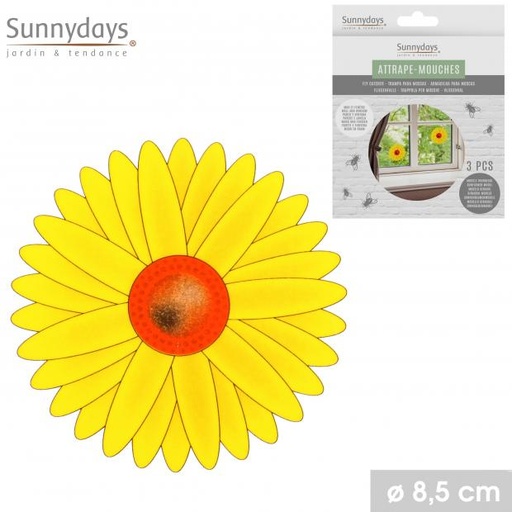 Sunnydays Attrape-mouches Fenêtre Fleur Tournesol Jaune - Lot de 3