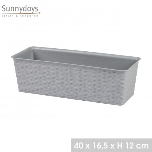 GARDEN & PLASTIC - JARDINIERE PLASTIQUE EFFET ROTIN 12 40X16,5XH12CM TITANIUM