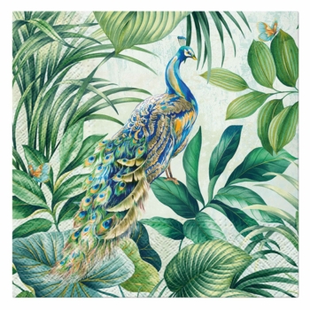 SET OF 20 PAPER NAPKINS 3 FOLDS 33*33CM MAJESTIC PEACOCK
