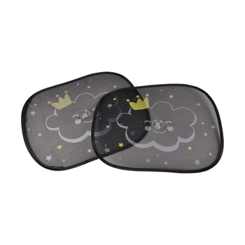 SET OF 2 POLYESTER SUN VISORS WITH DRAW + SUCTION PADS 43*35CM