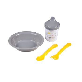 4 PIECES MEAL SET WITH PLATE + CUTLERY + CUP