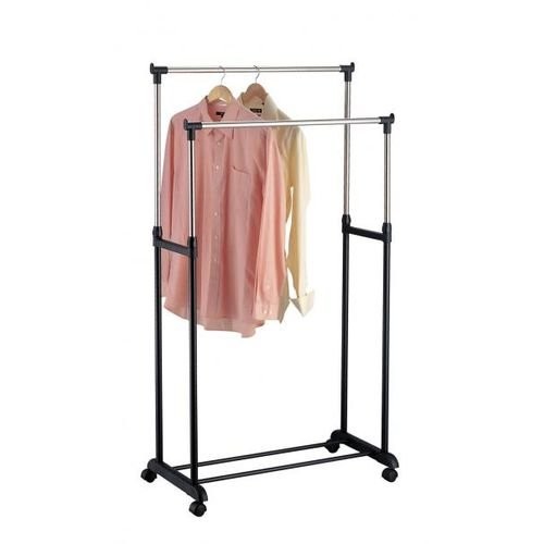Portant Double Extensible ICARE 5Five Acier Inox Plastique Noir Roulettes