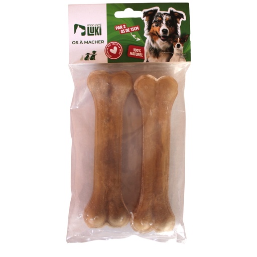 2 OS À MÂCHER POUR CHIENS MOYENS 15CM