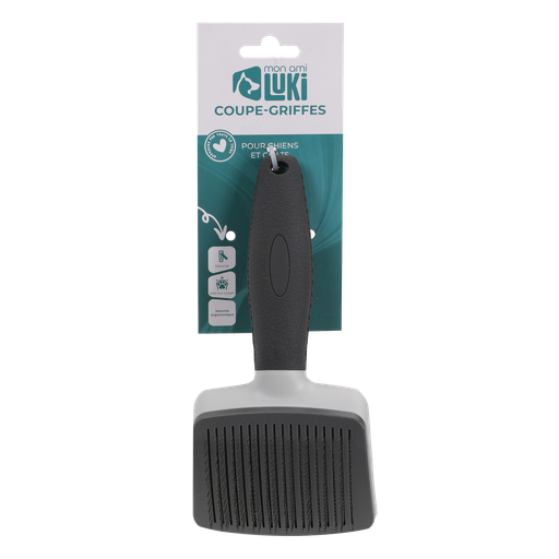 BROSSE CARDE MANCHE RUBBER  ANTHRACITE 16X12CM
