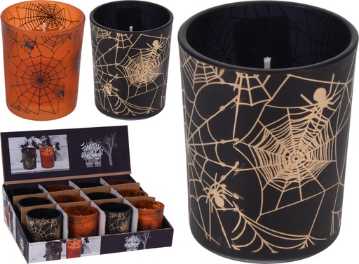 BOUGIE HALLOWEEN DANS UN VERRE - 5X5X6CM - 2 COULEURS