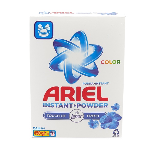 Ariel poudre lessive 450g/7sc lavage à la main touch of lenor