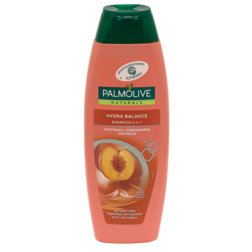 Palmolive shampooing 350ml 2in1 hydro balance pêche