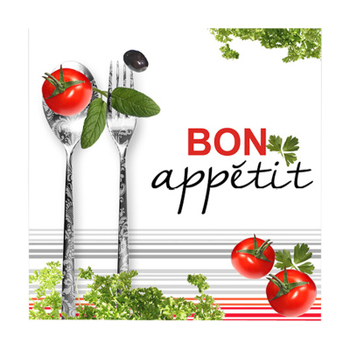Homea Lot de 20 Serviettes Papier 3 Plis 33x33cm Bon Appétit Tomate