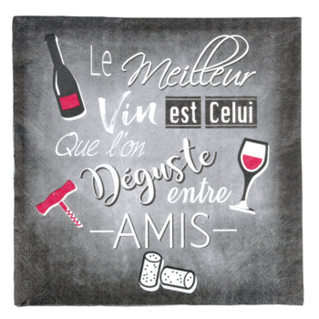 SET DE 20 SERVIETTES EN PAPIER 3 PLIS 33*33CM MEILLEUR VIN
