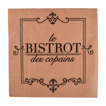 SET DE 20 SERVIETTES EN PAPIER 3 PLIS 33*33CM BISTROT