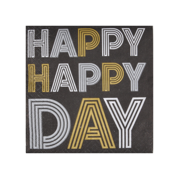 SET DE 20 SERVIETTES COCKTAIL EN PAPIER 3 PLIS 25*25CM HAPPY BIRTHDAY