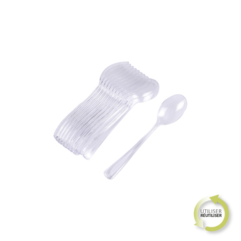 Homea Lot 12 Cuillères Réutilisables PS Transparent 17,5cm