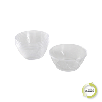 SET DE 6 BOLS EN PLASTIQUE REUTILISABLE 175ML TRANSPARENT
