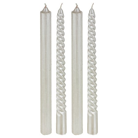 4 BOUGIES BÂTON PAILLETÉES OU TWIST - 48G - BLANC