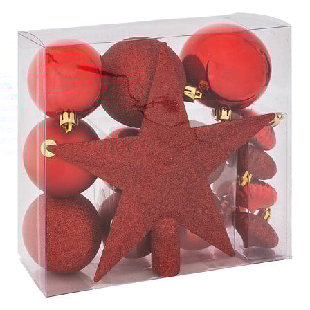 KIT BOULES DE NOËL - 18 PIÈCES - ROUGE