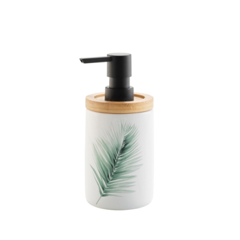 DISTRIBUTEUR SAVON (0) 7.50 x 17 CM CERAMIQUE IMPRIMEE+BAMBOU HAVANE