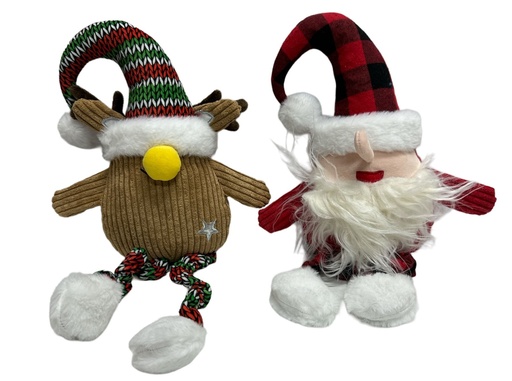 JOUETS PELUCHE NOEL  LUTIN VERT ET ROUGE ASS 4X23CM  DISPLAY