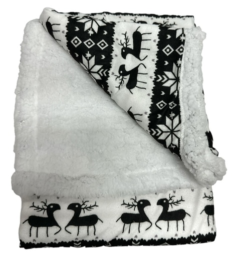 COUVERTURE NOEL SHERPA BLANC  100X75CM
