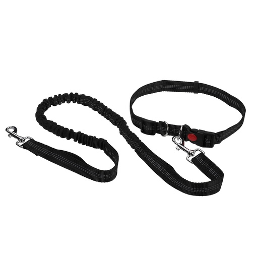 LAISSE EXTENSIBLE NOIR 120X80 CEINTURE AJUSTABLE DE 65X120 LARGEUR SANGLE 2,5 RÉFLÉCHISSANTE