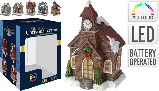 MAISON DE NOËL EN RÉSINE - MULTICOLORE À LED - 5 MODÈLES DISPONIBLES - 9.8x14.5x8.5CM
